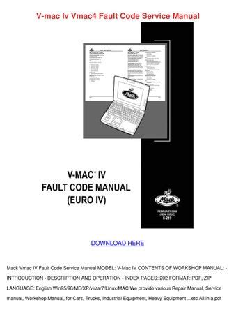 Mack V Mac Iv Vmac4 Fault Code Service Manual