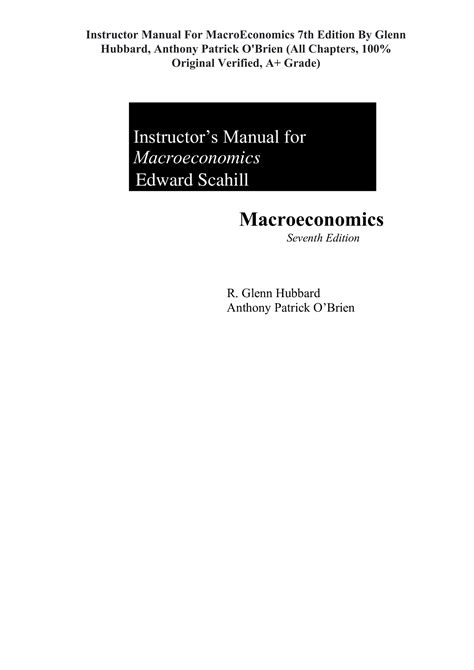 Macroeconomics Hubbard Instructor Manual