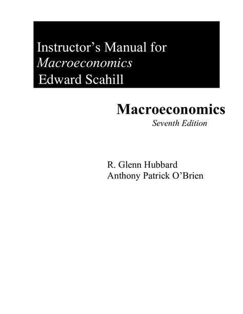 Macroeconomics Hubbard Third Edition Instructor Manual Tests