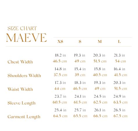 Maeve Size Chart Womens