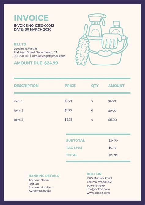 Maid Service Invoice Template