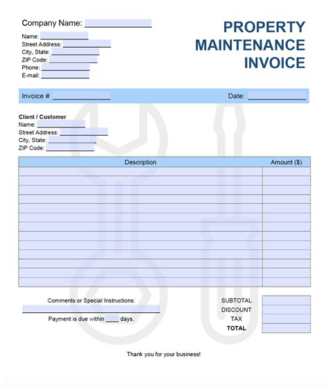 Maintenance Invoice Template