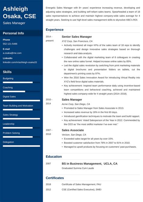 Management Resume Templates