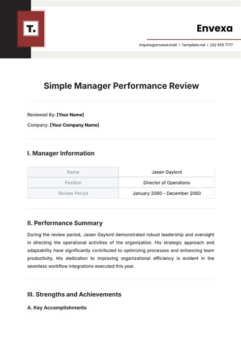 Manager Review Template