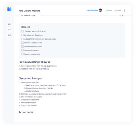 Manager Tools One On One Template