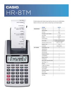 Manual Casio Hr 8tm Printing Calculator