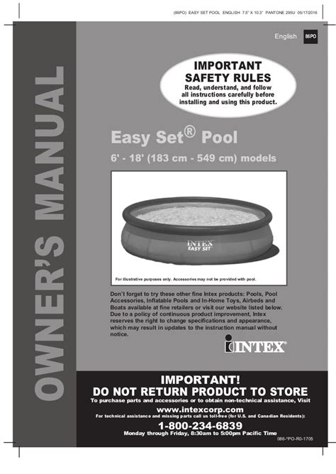 Manual For Intex Easy Set Pool 58585