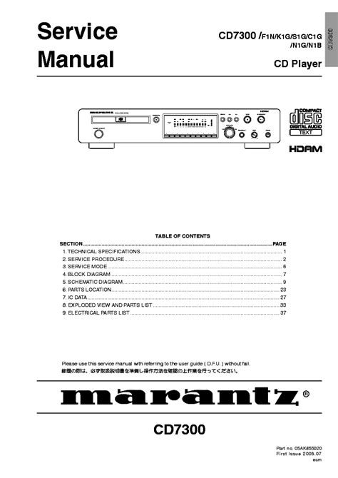 Marantz Cd7300 Cd Player Service Manual Download