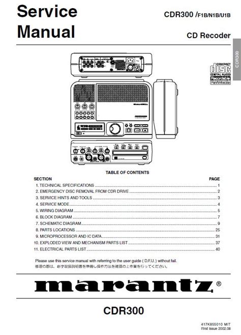 Marantz Cdr300 Cd Recoder Service Manual Download