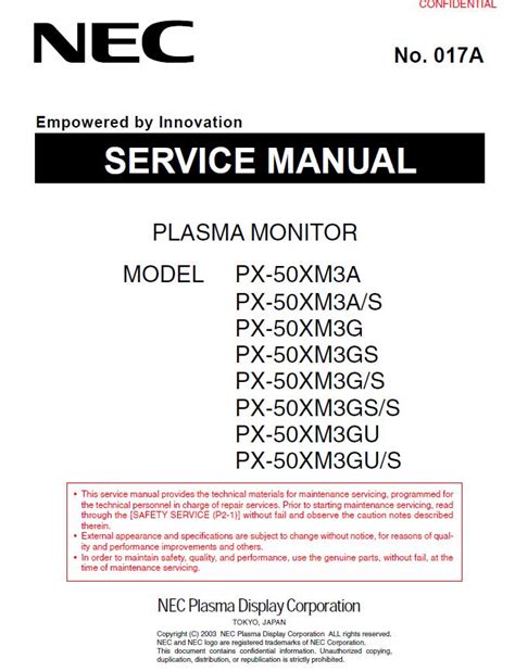 Marantz Pd5040d Nec Px 50xm3a Px 50xm3g Service Manual