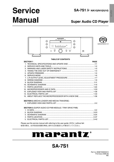 Marantz Sa 7s1 Cd Player Service Manual Download