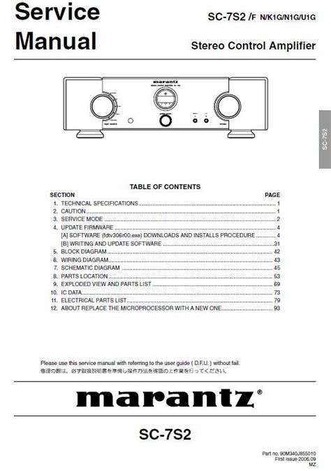 Marantz Sc 7s2 Stereo Control Amplifier Service Manual