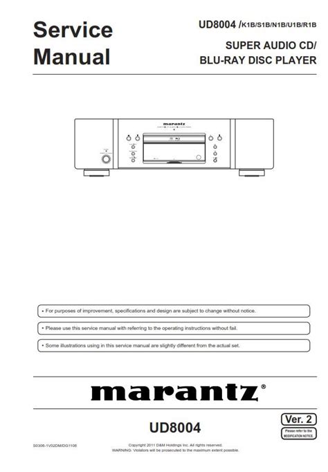 Marantz Ud8004 Blu Ray Disc Player Service Manual