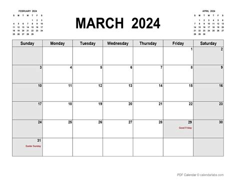 March Calendar Free Printable