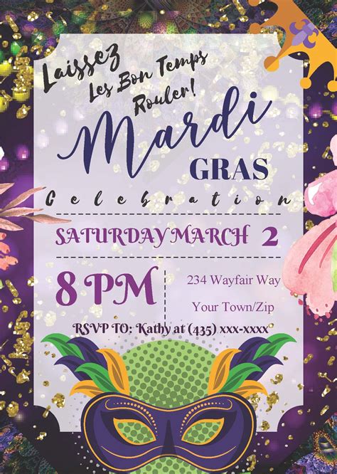 Mardi Gras Invitations Free Templates