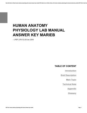 Marieb 4th Edition Lab Manual Answer Key