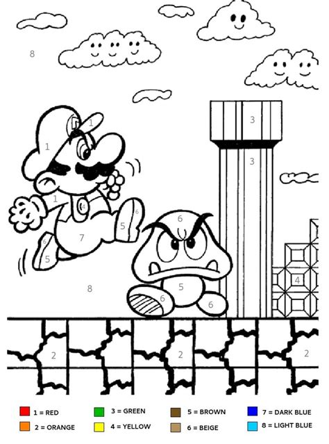 Mario Color By Number Printables