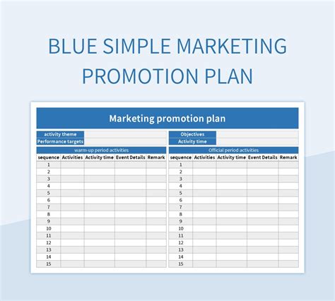 Marketing And Promotion Plan Template
