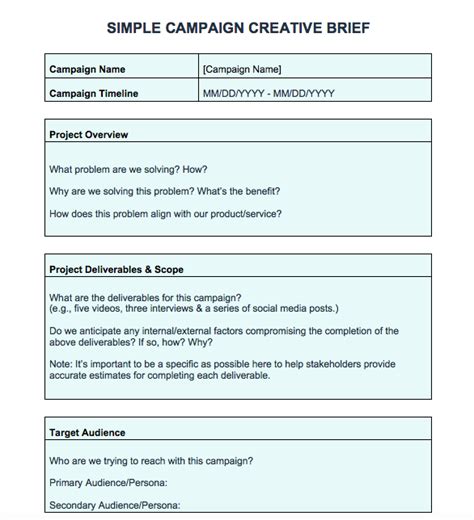 Marketing Campaign Brief Template
