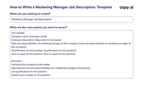 Marketing Job Description Template
