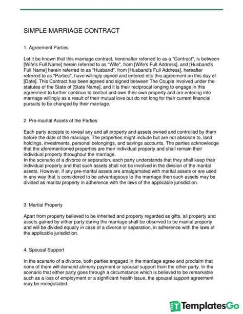 Marriage Contract Template