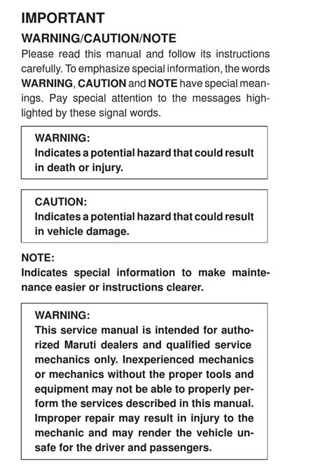 Maruti Zen Supplementary Service Manual