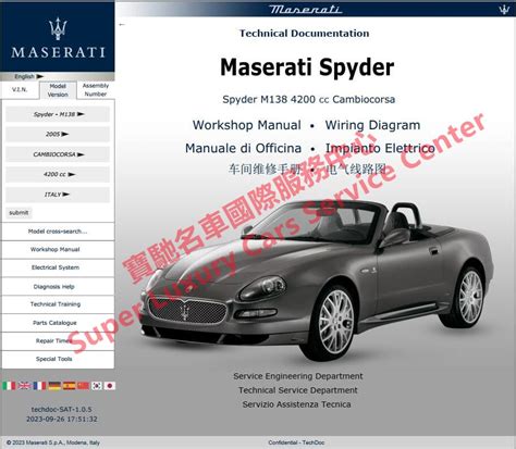 Maserati M138 Spyder Workshop Service Repair Manual