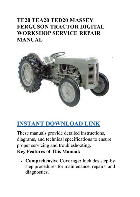 Massey Ferguson Classic Tractor Te A20 Te D20 Service Manual