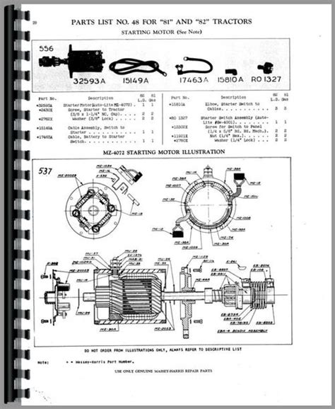 Massey Harris 81 And 82 Tractor Parts Manual