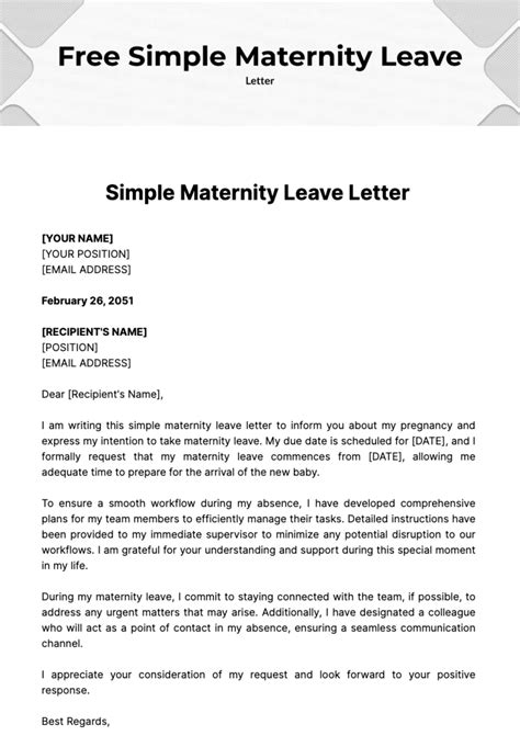 Maternity Leave Letter Template