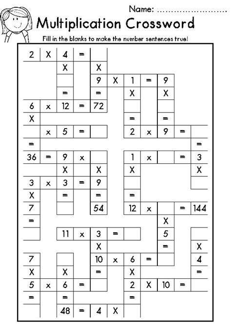 Math Crossword Puzzles Free Printable