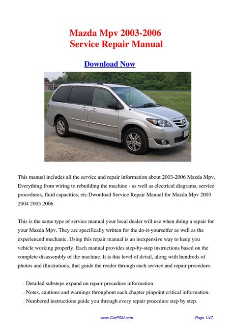 Mazda Mpv Full Service Repair Manual 1999 2006