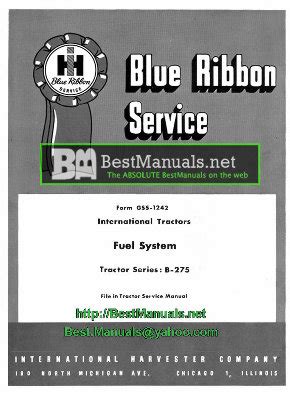 Mccormick Ih B275 Tractor Fuel System Service Manual Gss1242 Download