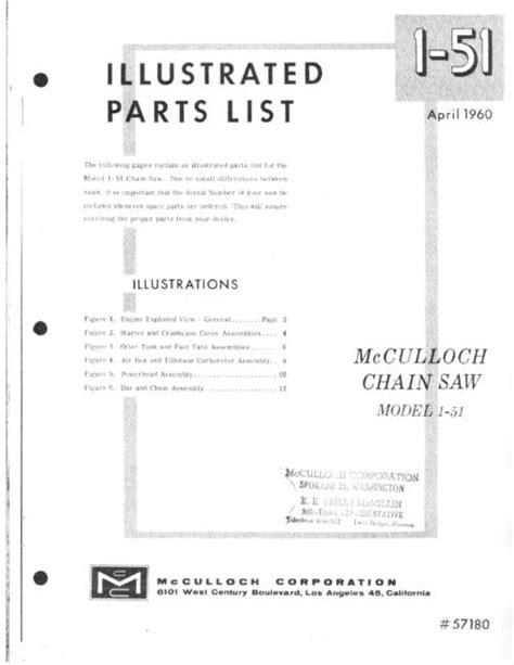 Mcculloch 1 51 Chain Saw Parts List 2 Manuals 40 Pages