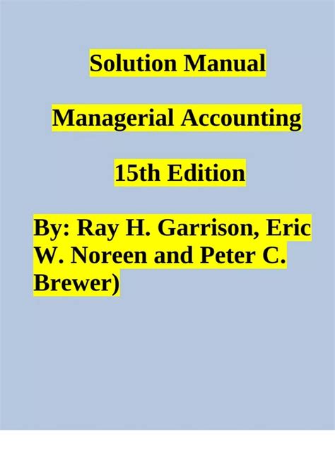 Mcgraw Hill Solutions Manual Managerial Accounting Brewer