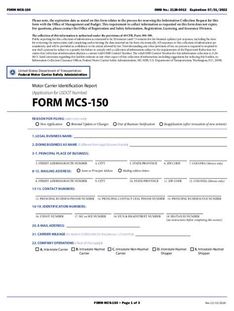Mcs-150 Form Printable
