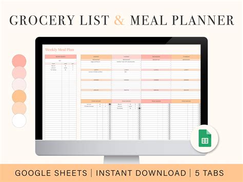 Meal Planner Template Google Docs