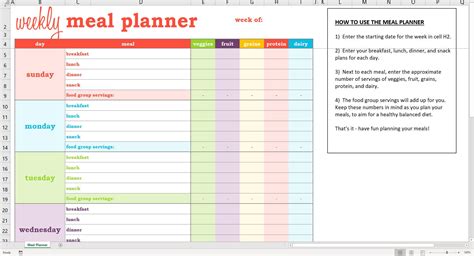 Meal Prep Excel Template