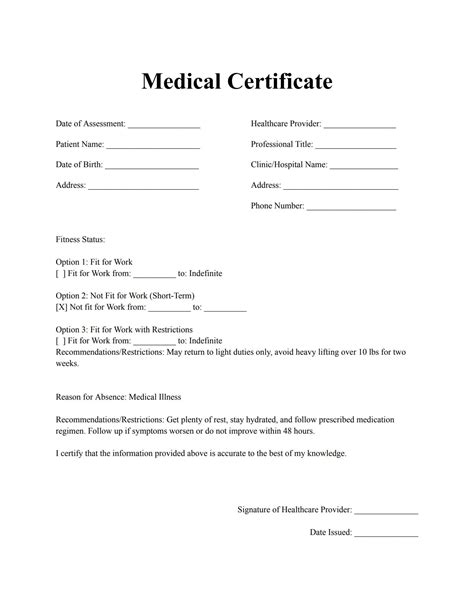 Medical Certificate Templates
