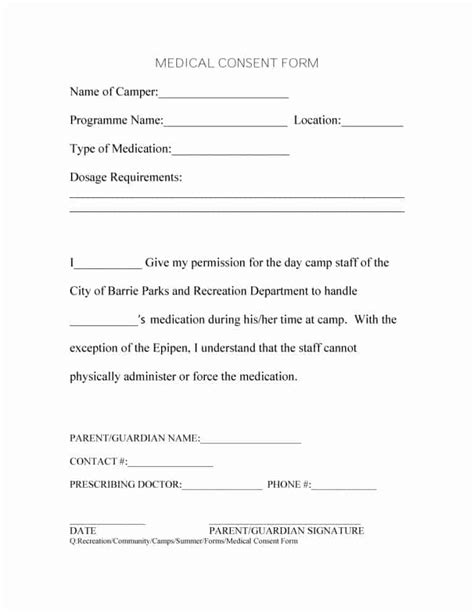 Medical Permission Form Template