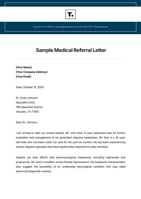 Medical Referral Letter Template