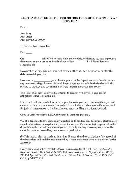 Meet And Confer Letter Template