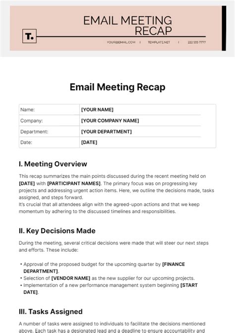Meeting Recap Email Template
