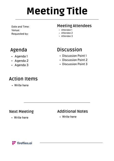 Meeting Recap Template Word