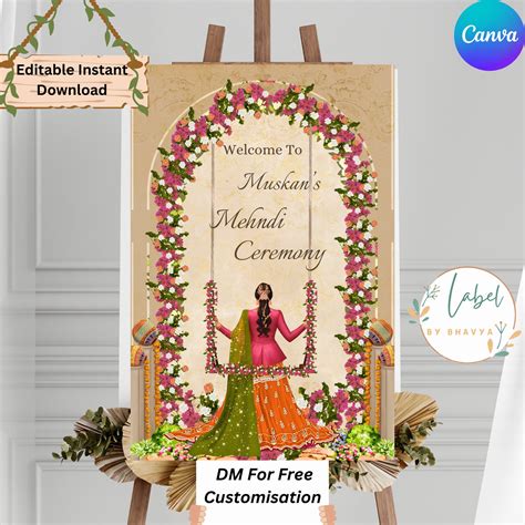 Mehndi Welcome Sign Template