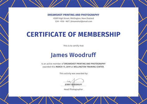 Membership Certificate Template
