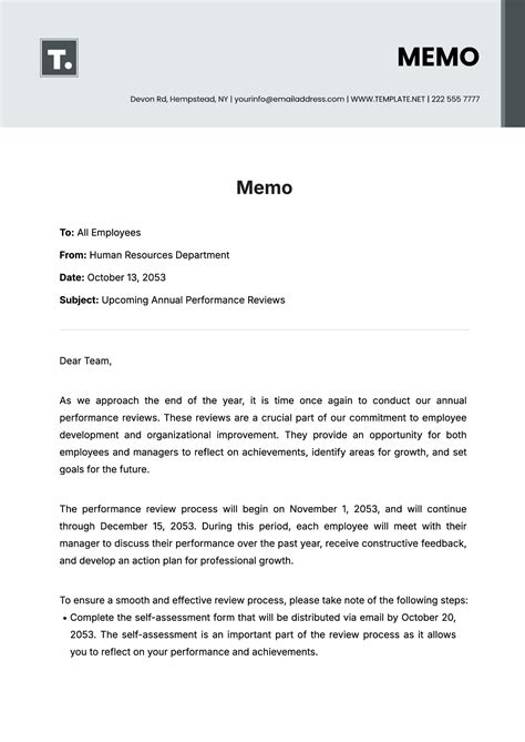 Memo Example Template