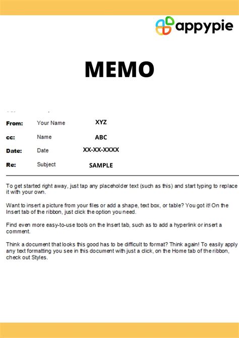 Memo Format Example Template