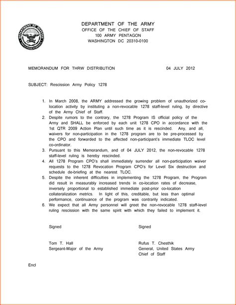 Memorandum Of Record Army Template