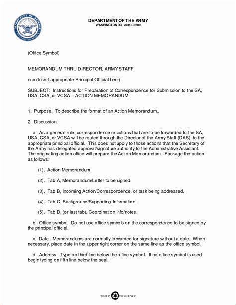 Memorandum Of Record Template